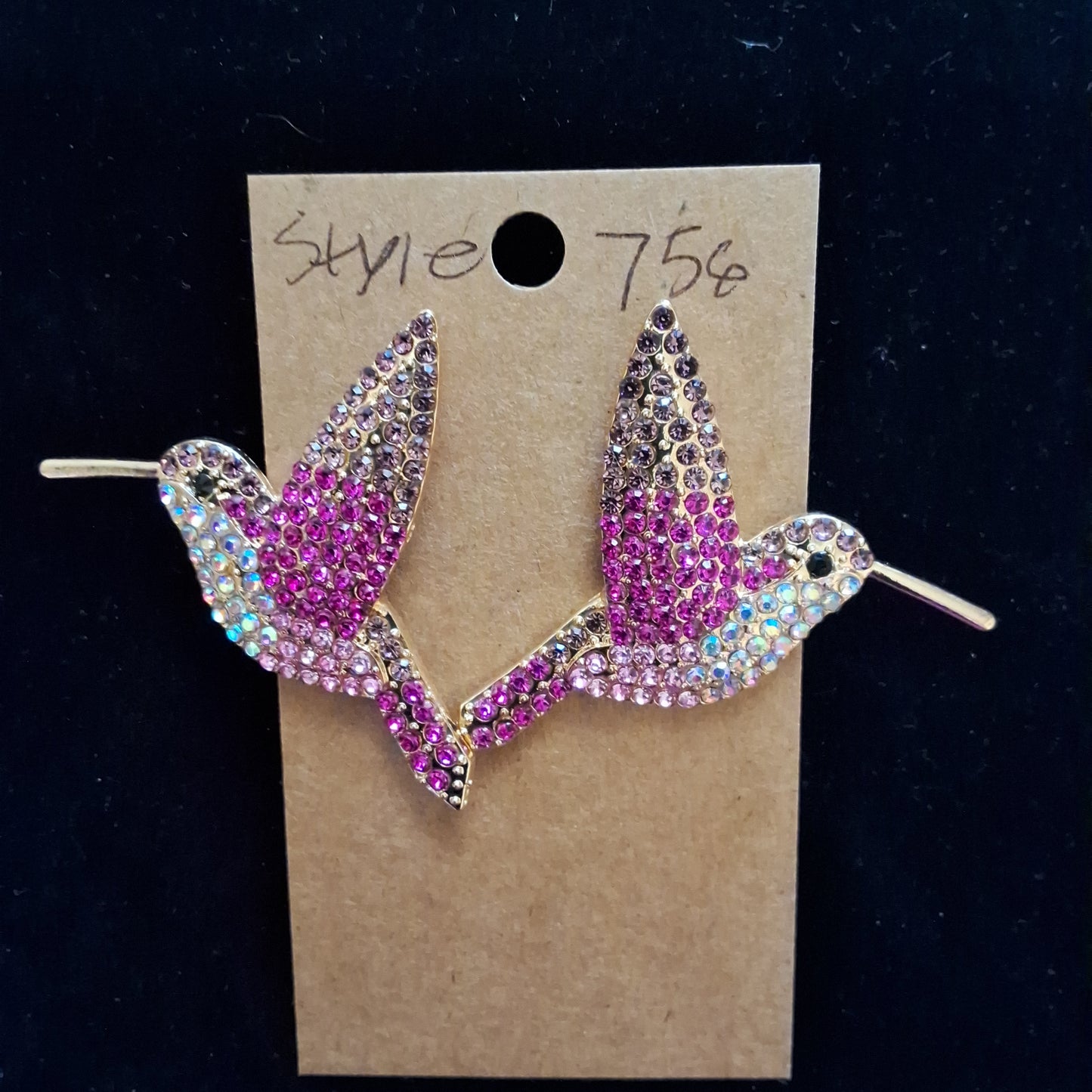 Pink Hummingbird Earrings Style # 756