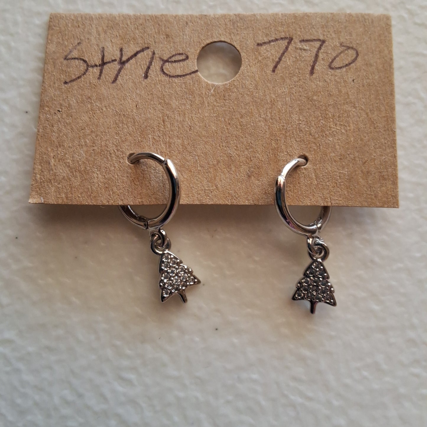 Silver Christmas Tree Earrings Style # 770