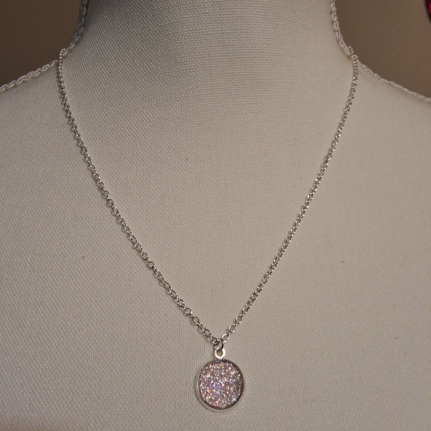Light Pink Round Charm Necklace Style # 453