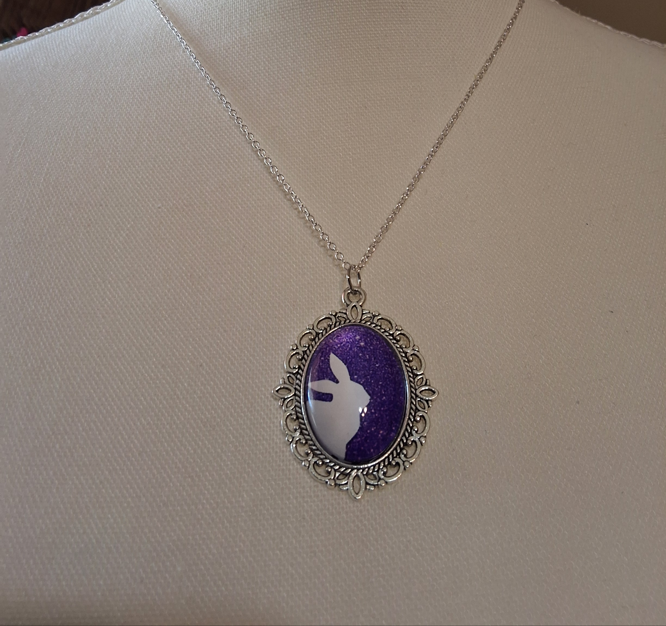 Silver Purple Bunny Necklace Style # 1250