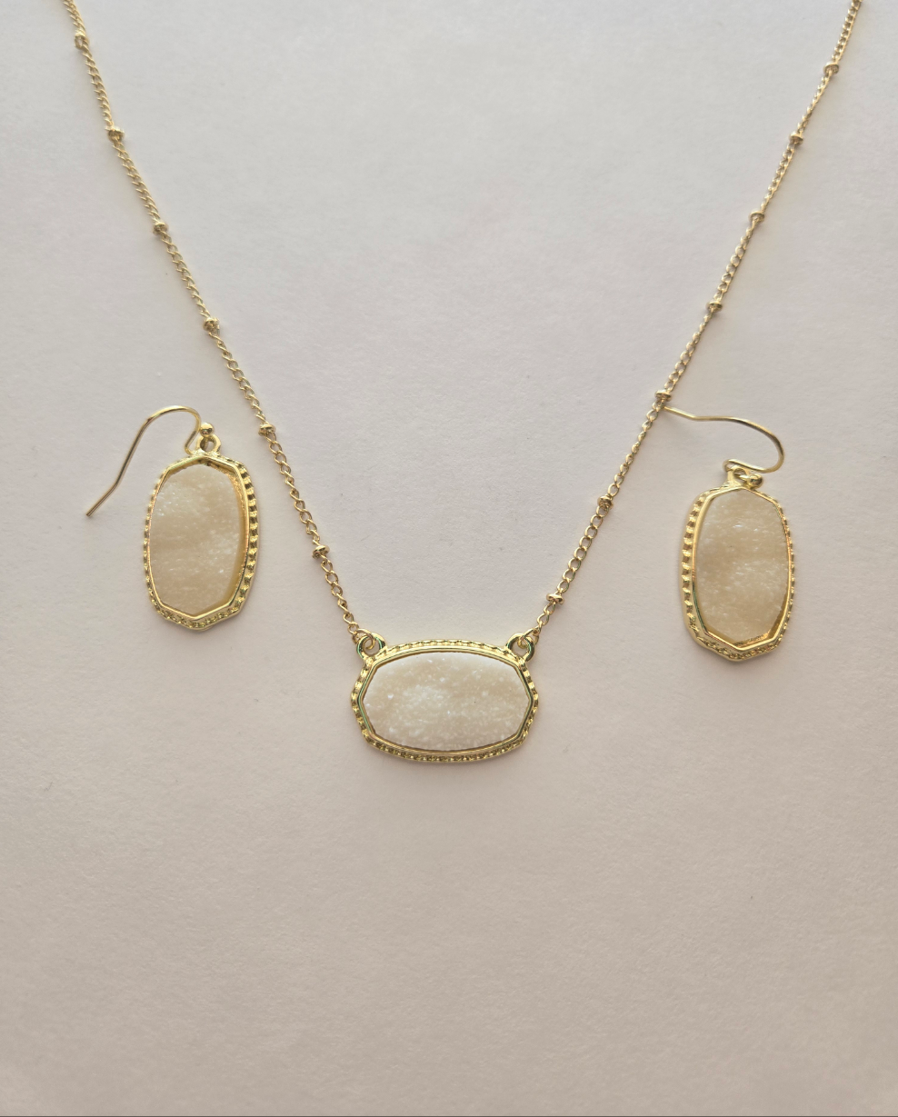 White Necklace and Earring Set Style # 556