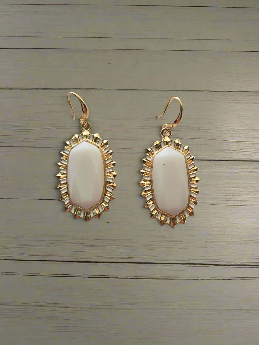 White And Gold Earrings Style # 1263
