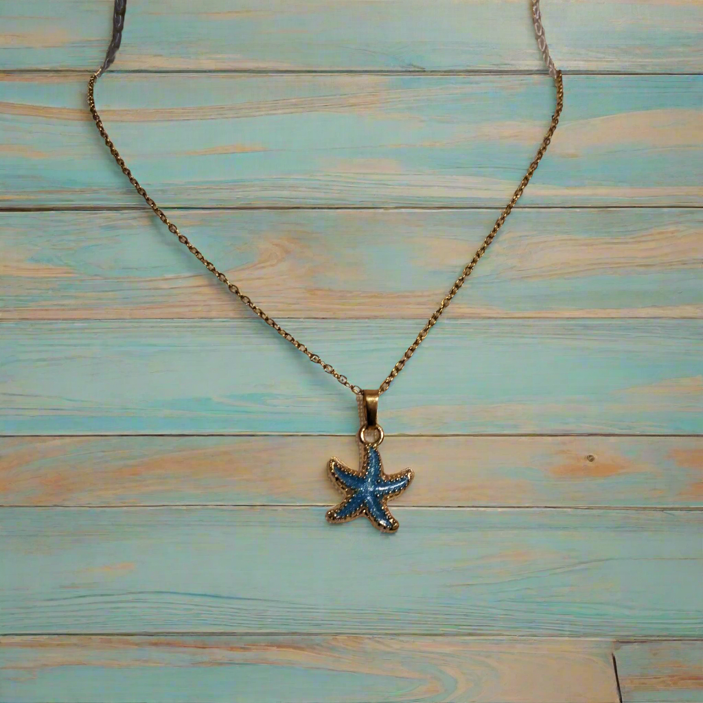 Blue Starfish Necklace Style # 735