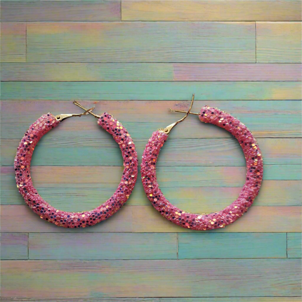 Pink Hoop Earrings Style # 540