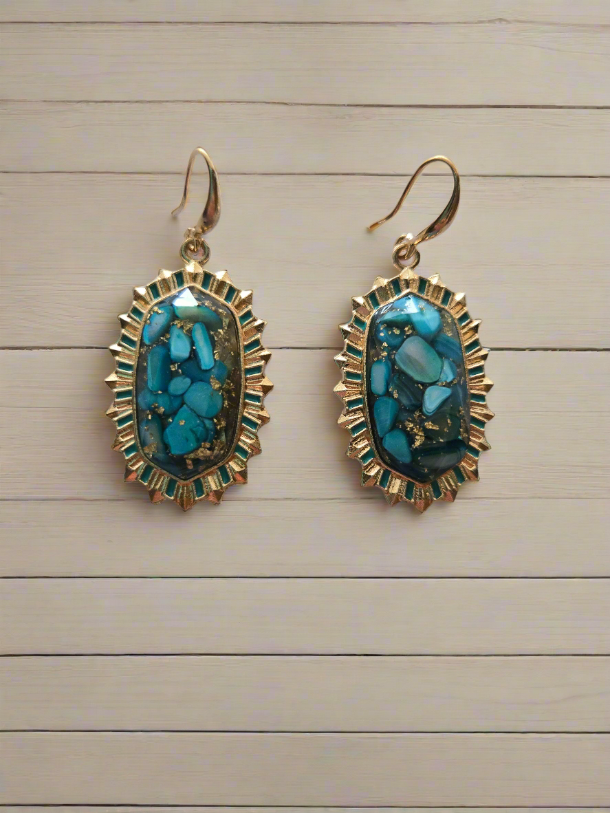 Blue And Gold Earrings Style # 1279
