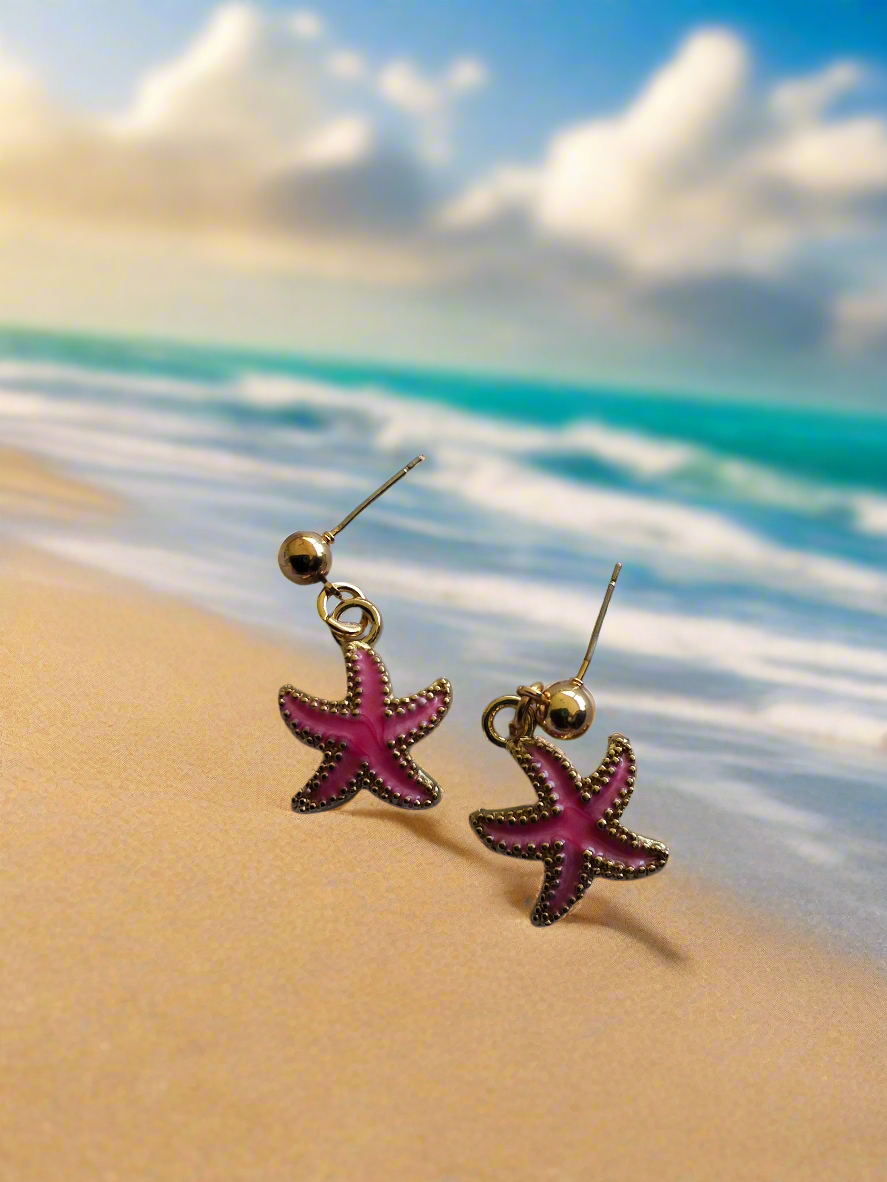 Pink Starfish Earrings Style # 1133