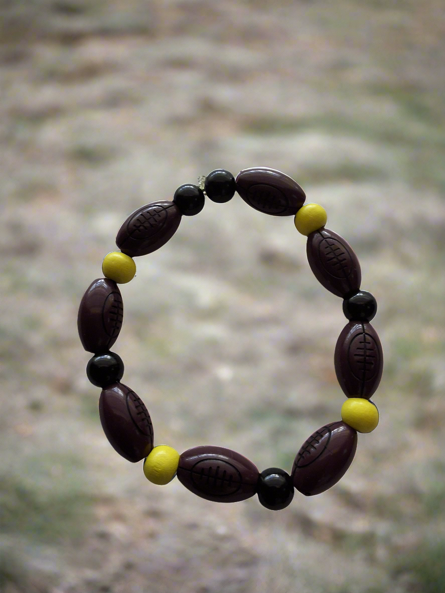 Brown ,Black, and Yellow Football Bracelet Style # 286
