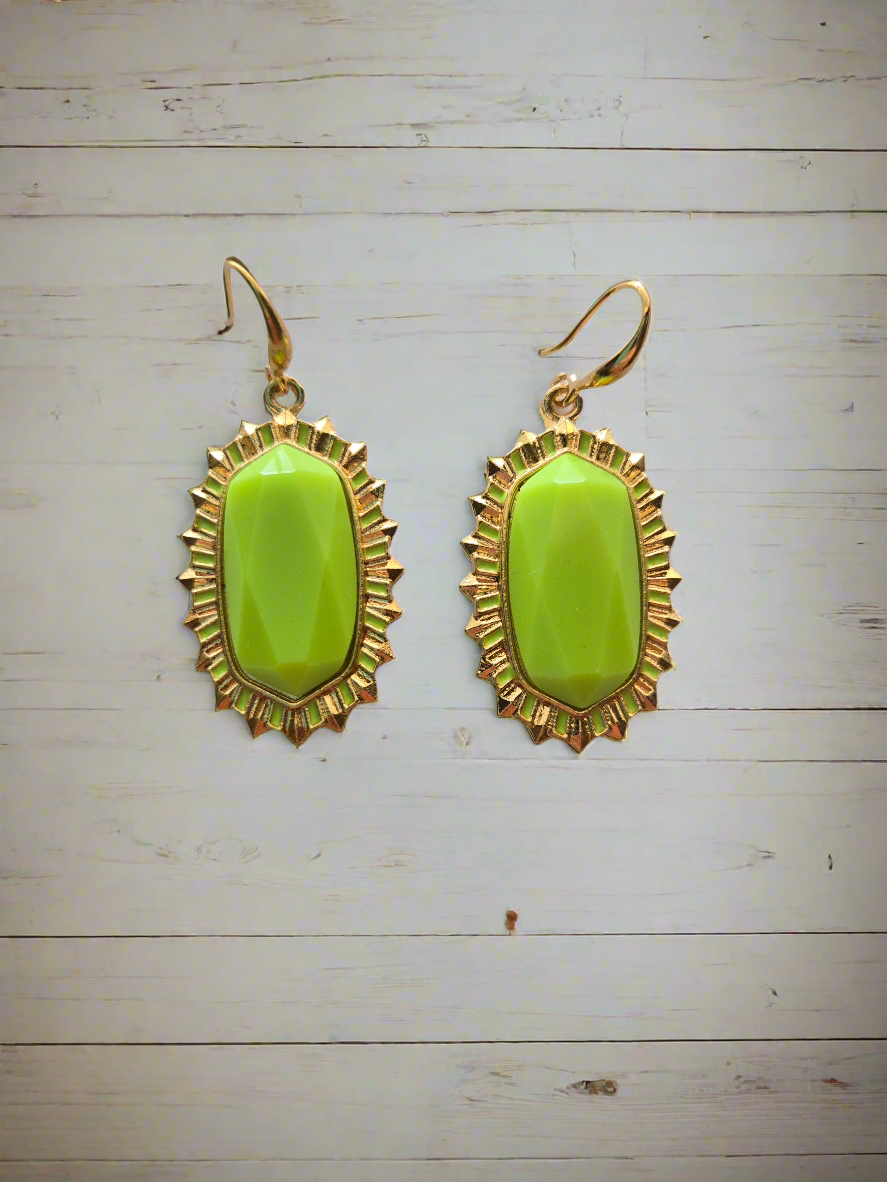 Neon Lime Green Earrings Style # 1278