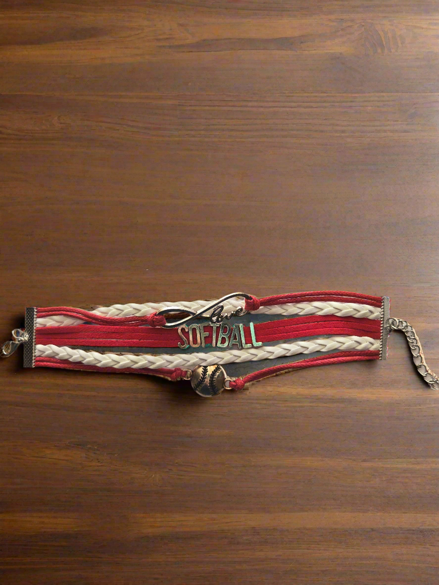 Red Softball Bracelet Style # 1035