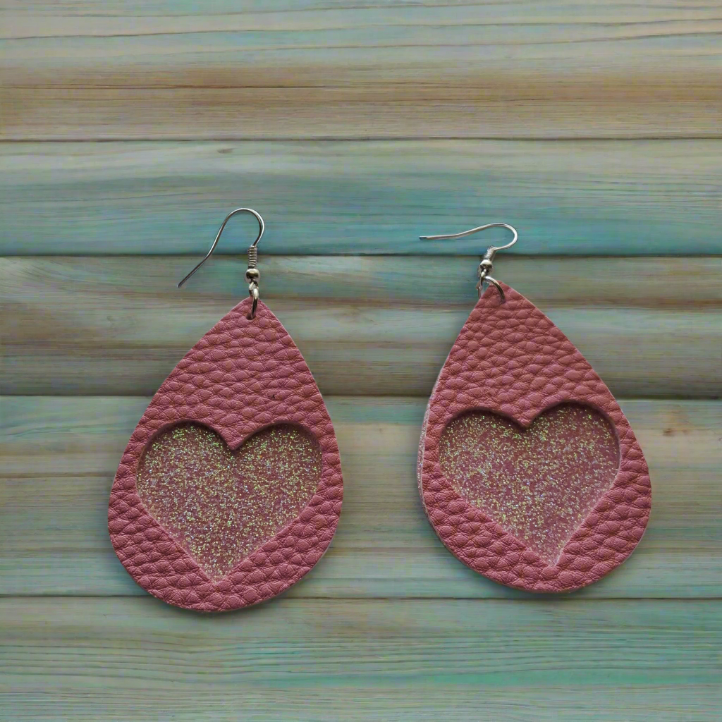 Pink Heart Earrings Style # 545