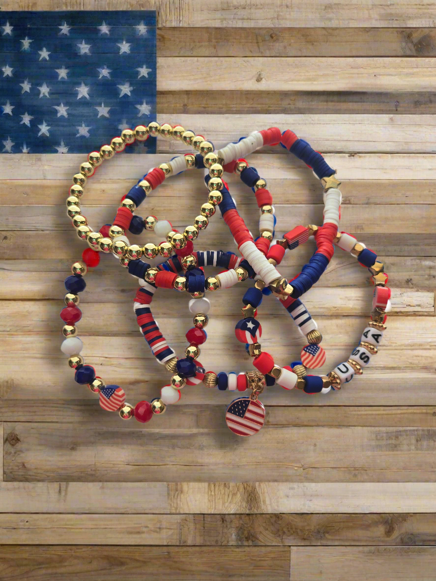 Red, White, and Blue Bracelet Set Style # 966