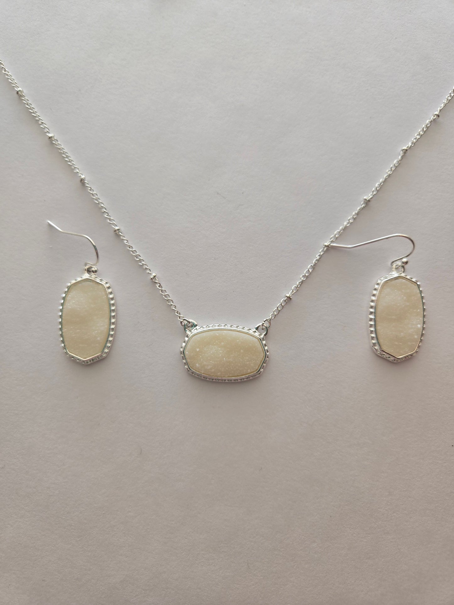 White Necklace with Earrings Style # 605
