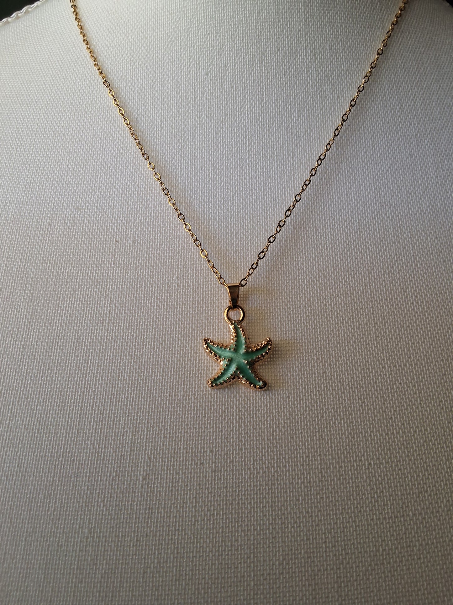 Mint Green Starfish Necklace Style # 1139