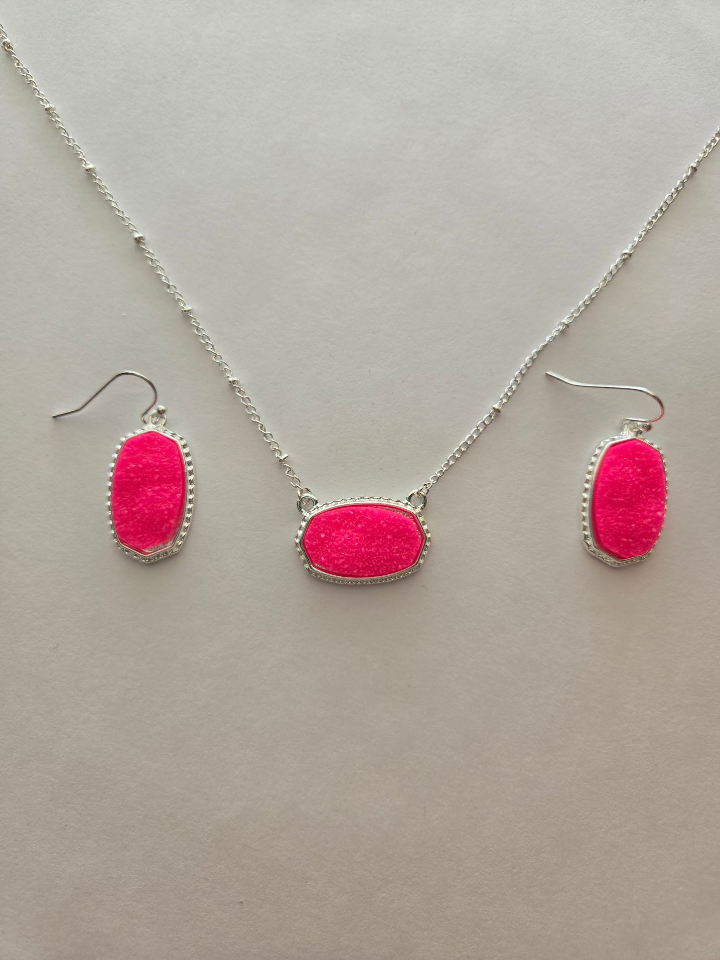 Hot Pink Necklace with Earrings Style # 606