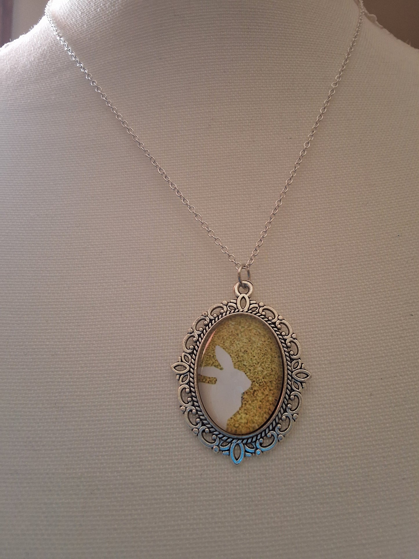 Silver Yellow Bunny Necklace Style # 1249