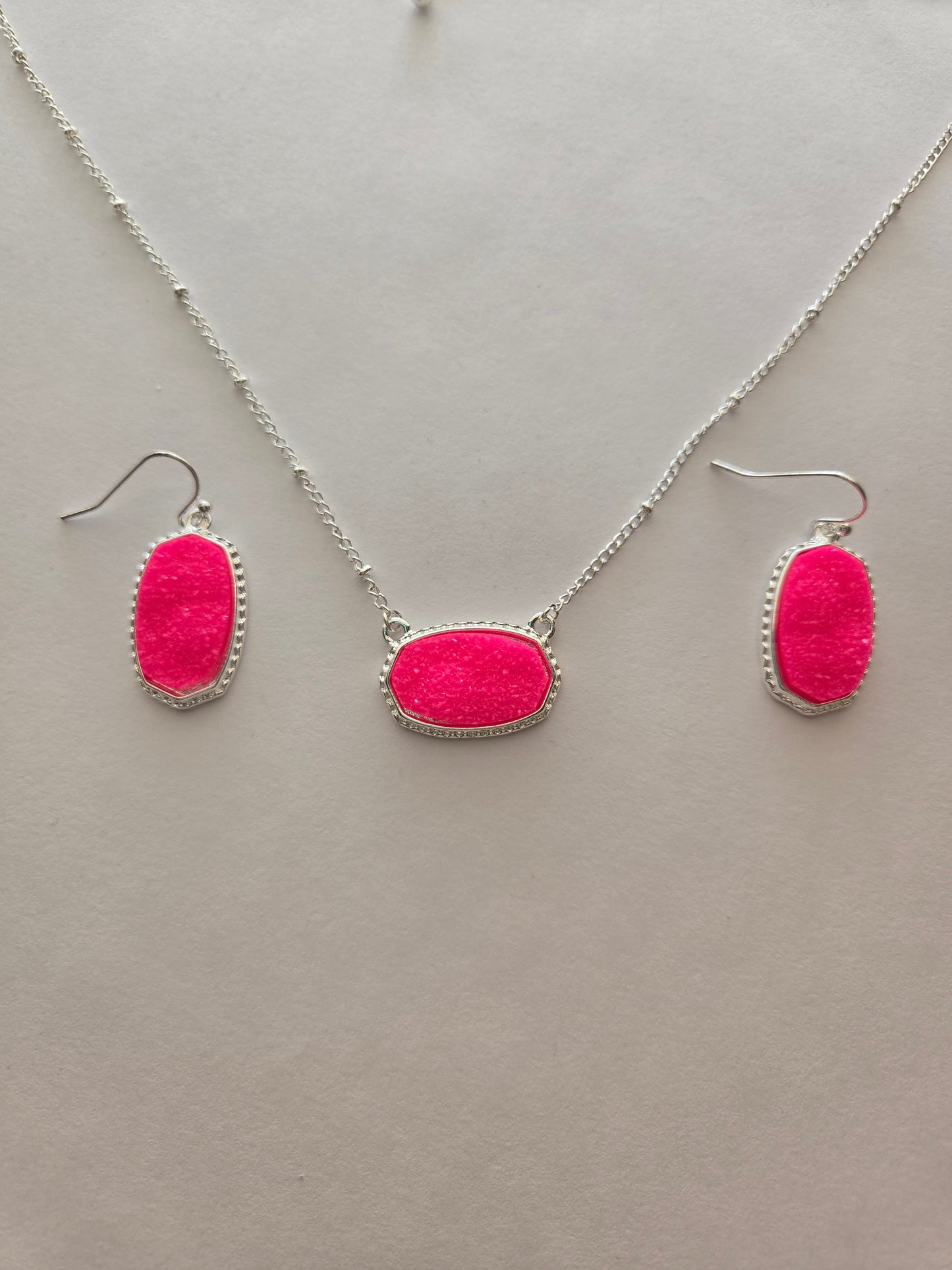 Hot Pink Necklace with Earrings Style # 606