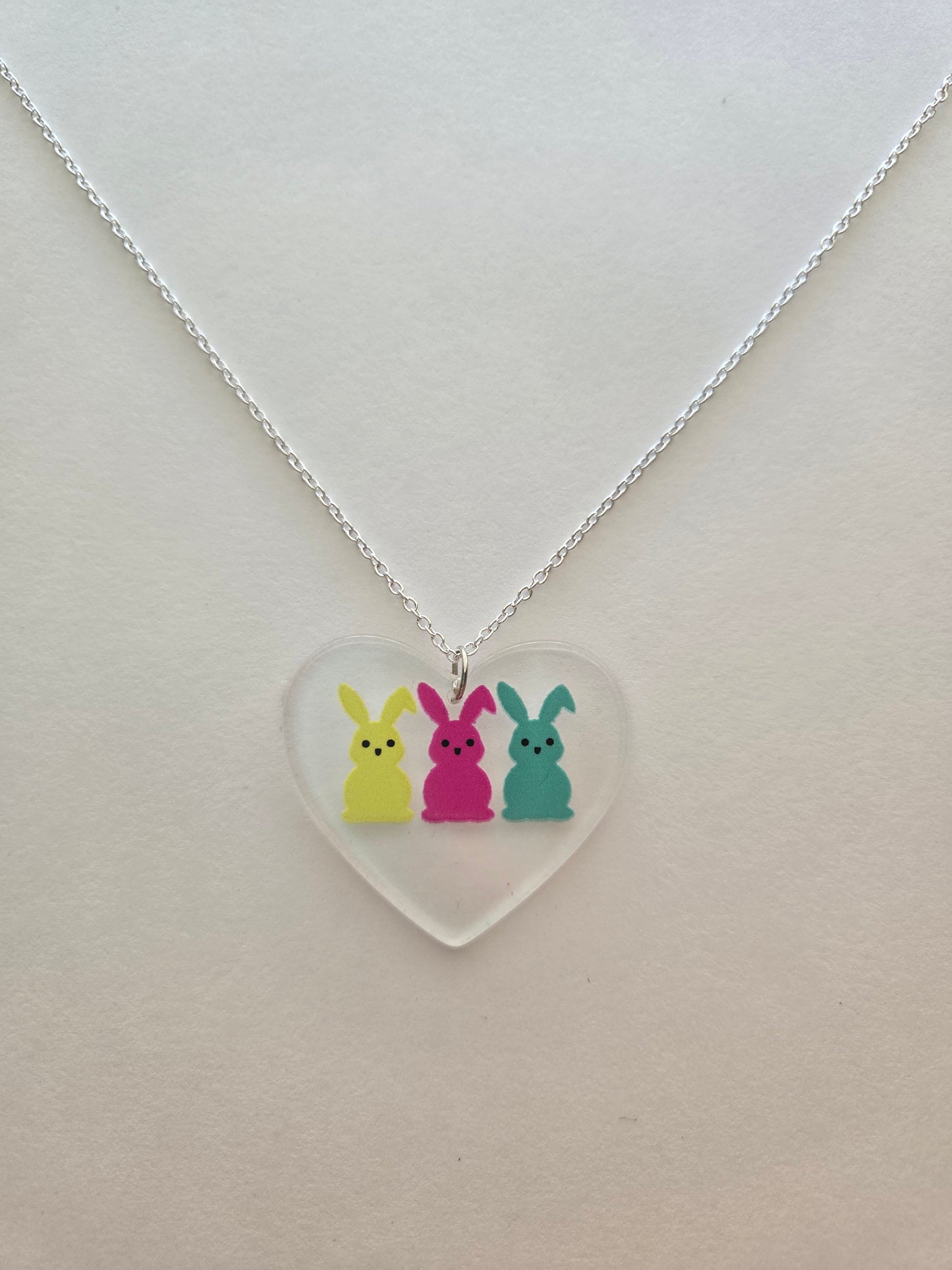 Silver Multi Color Peeps Heart Necklace Style # 1290