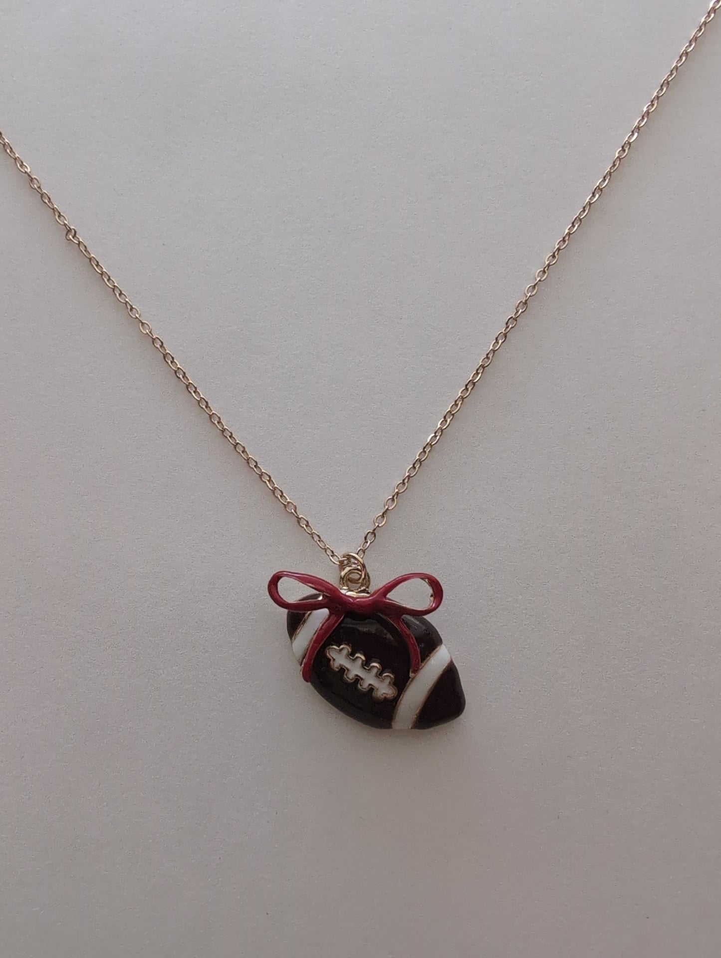 Football Necklace with Red Bow Style # 1319