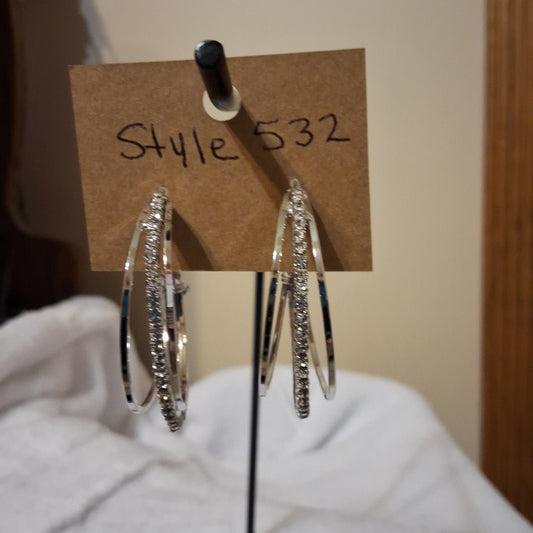 Silver Hoop Earrings Style # 532