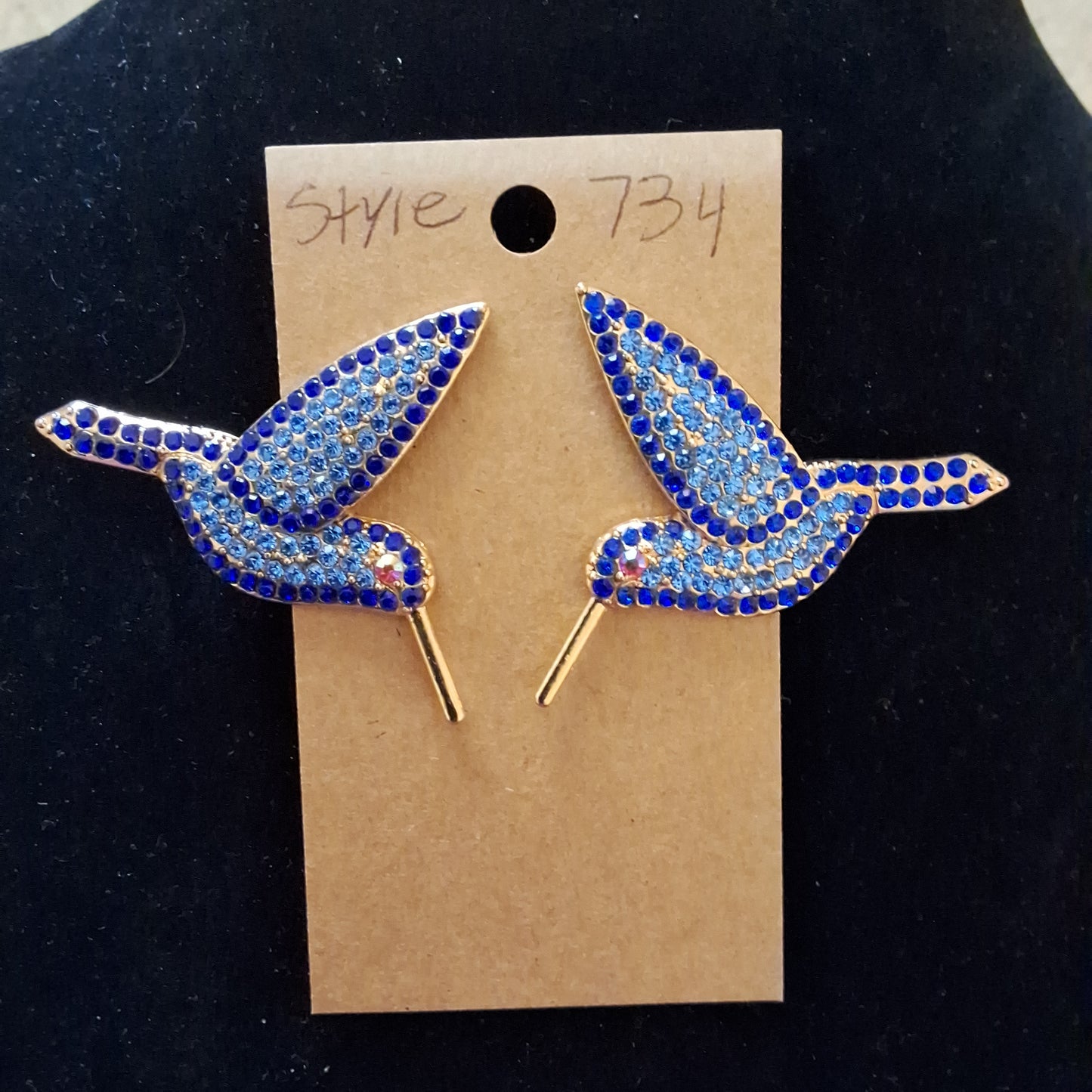 Blue Hummingbird Earrings Style # 734