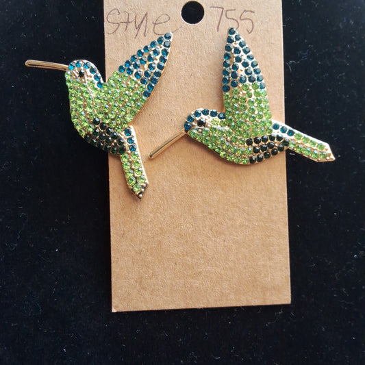 Green Hummingbird Earrings Style # 755