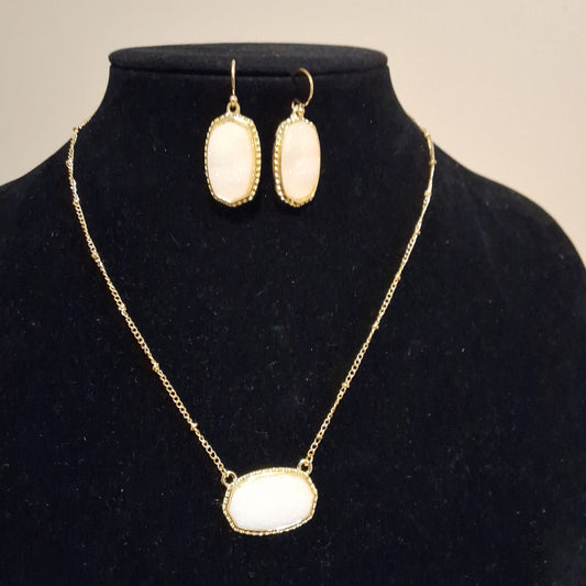 White Necklace and Earring Set Style # 556