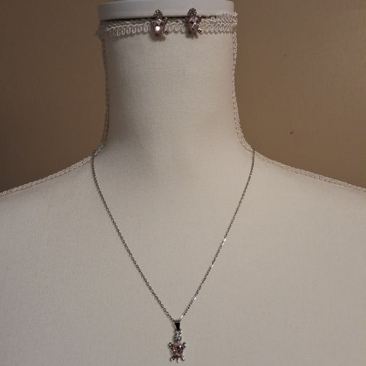 Pink Turtle Necklace with Earrings Style # 767