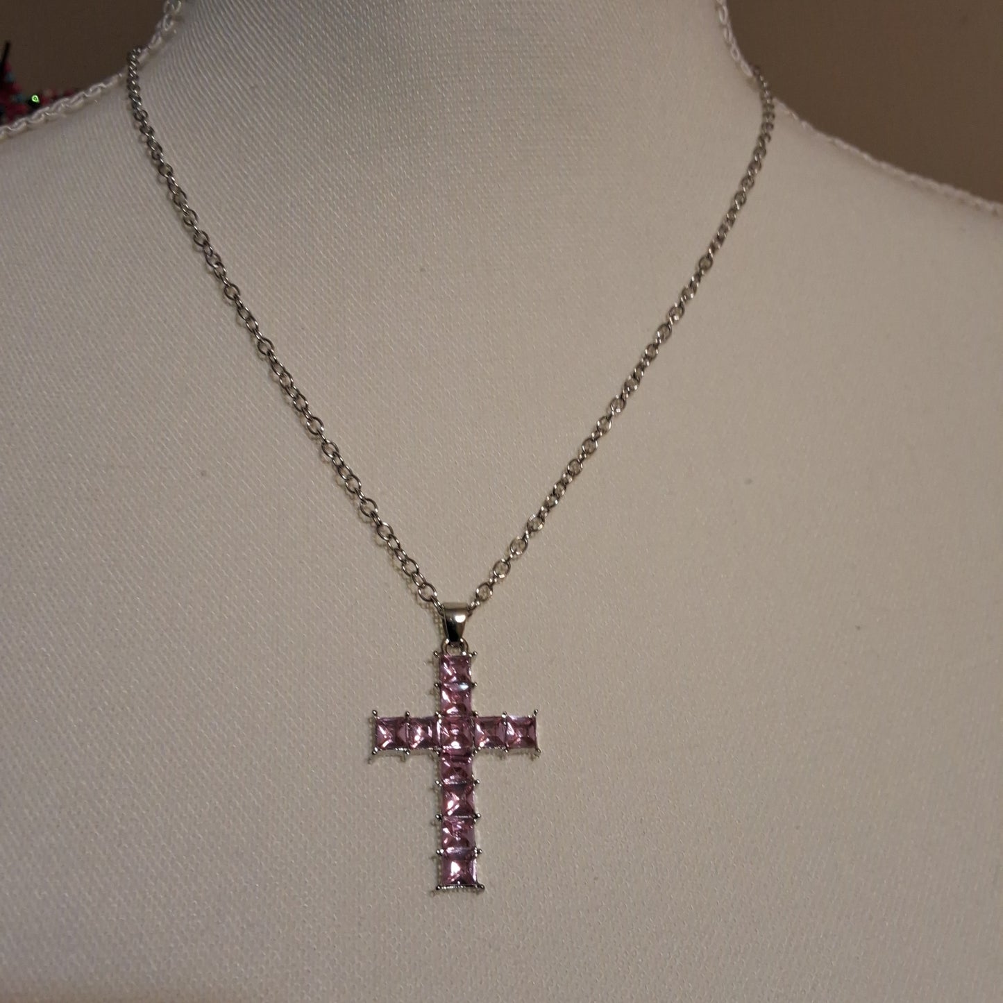 Pink Cross Necklace Style # 448