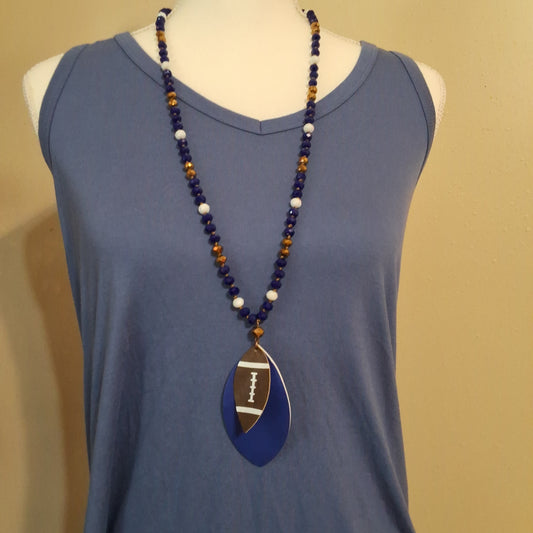 Blue Football Necklace Style # 313