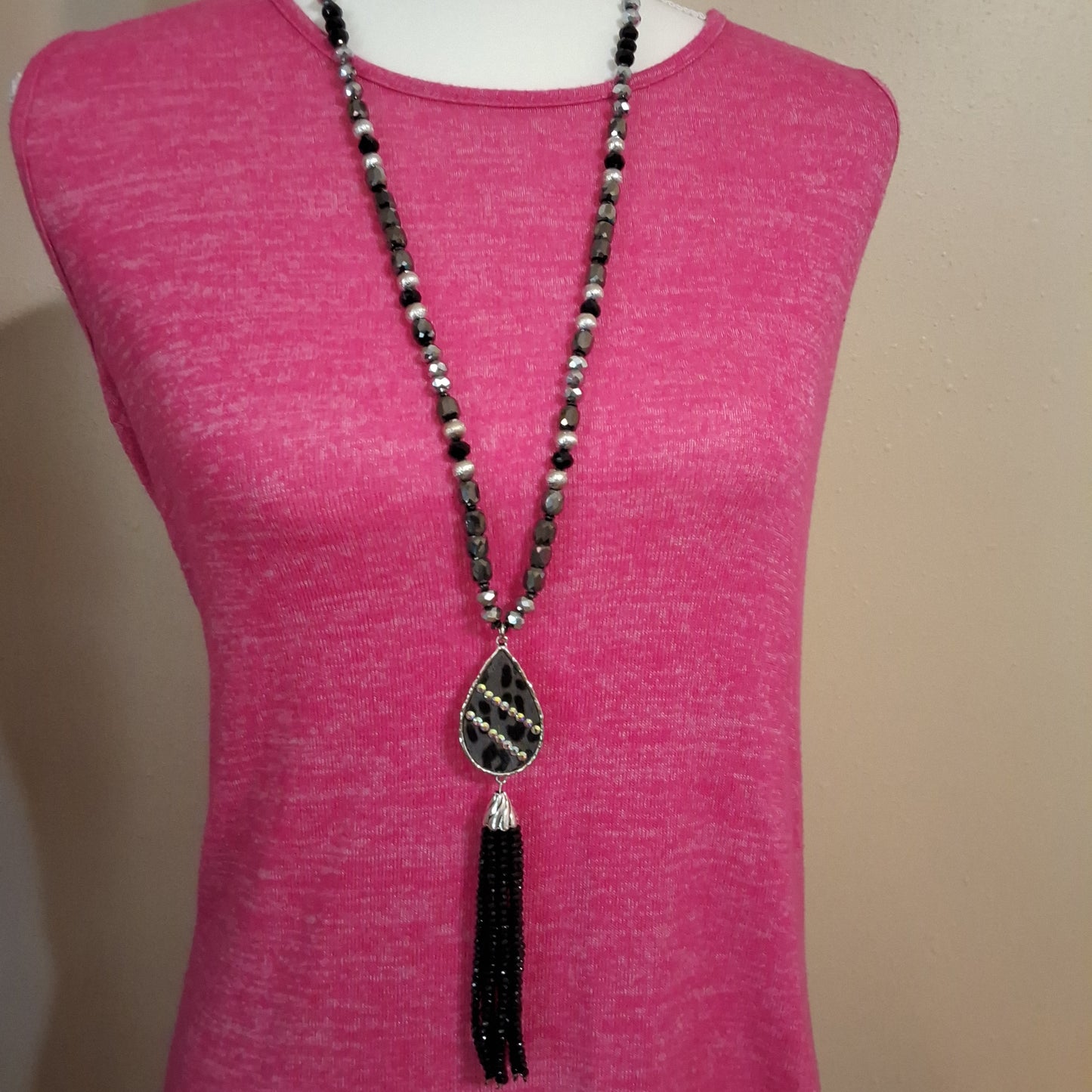 Silver and Black Necklace Style # 316