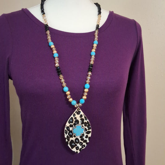 Blue Cross Necklace Style # 322