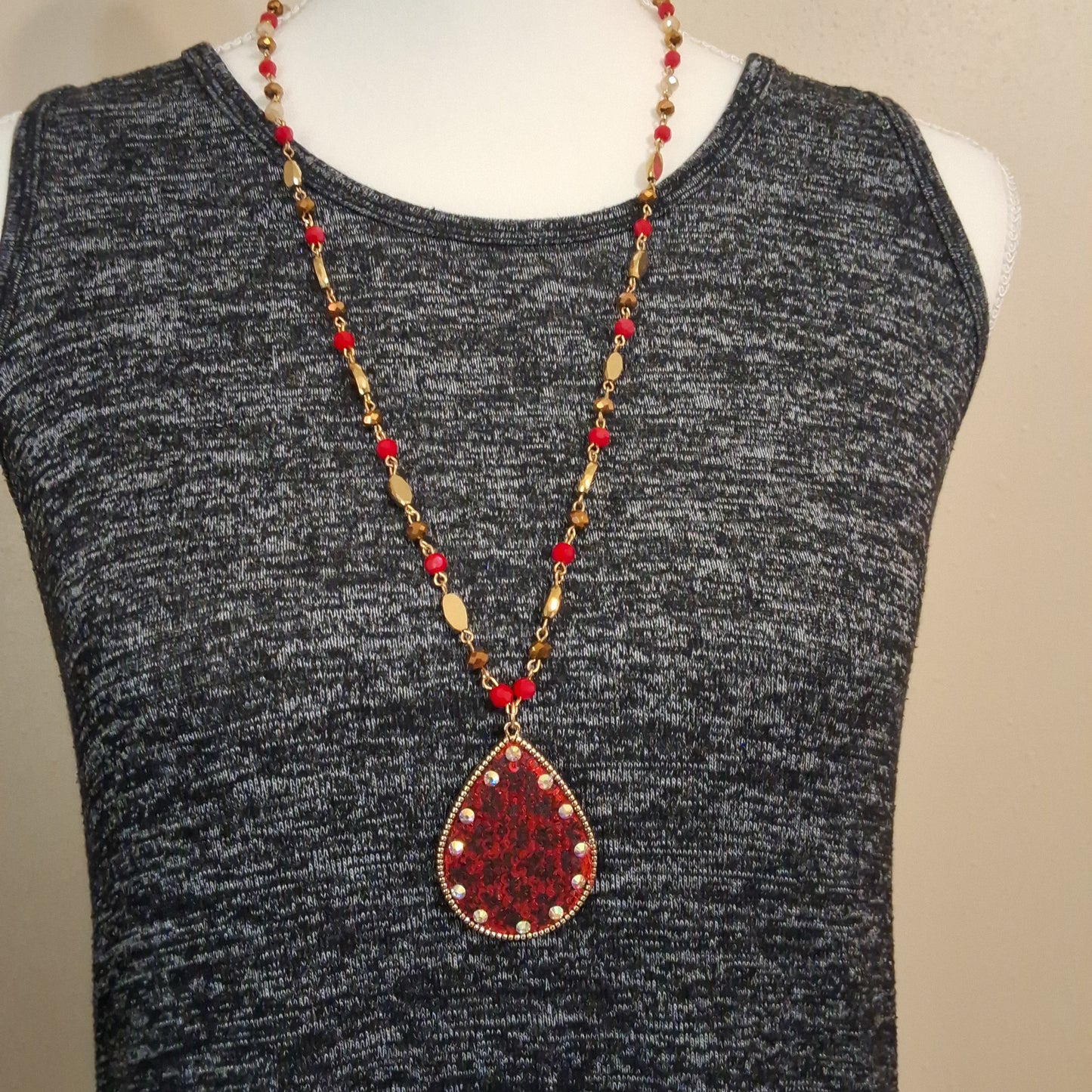 Red and Gold Necklace # Style 305