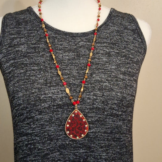 Red and Gold Necklace # Style 305