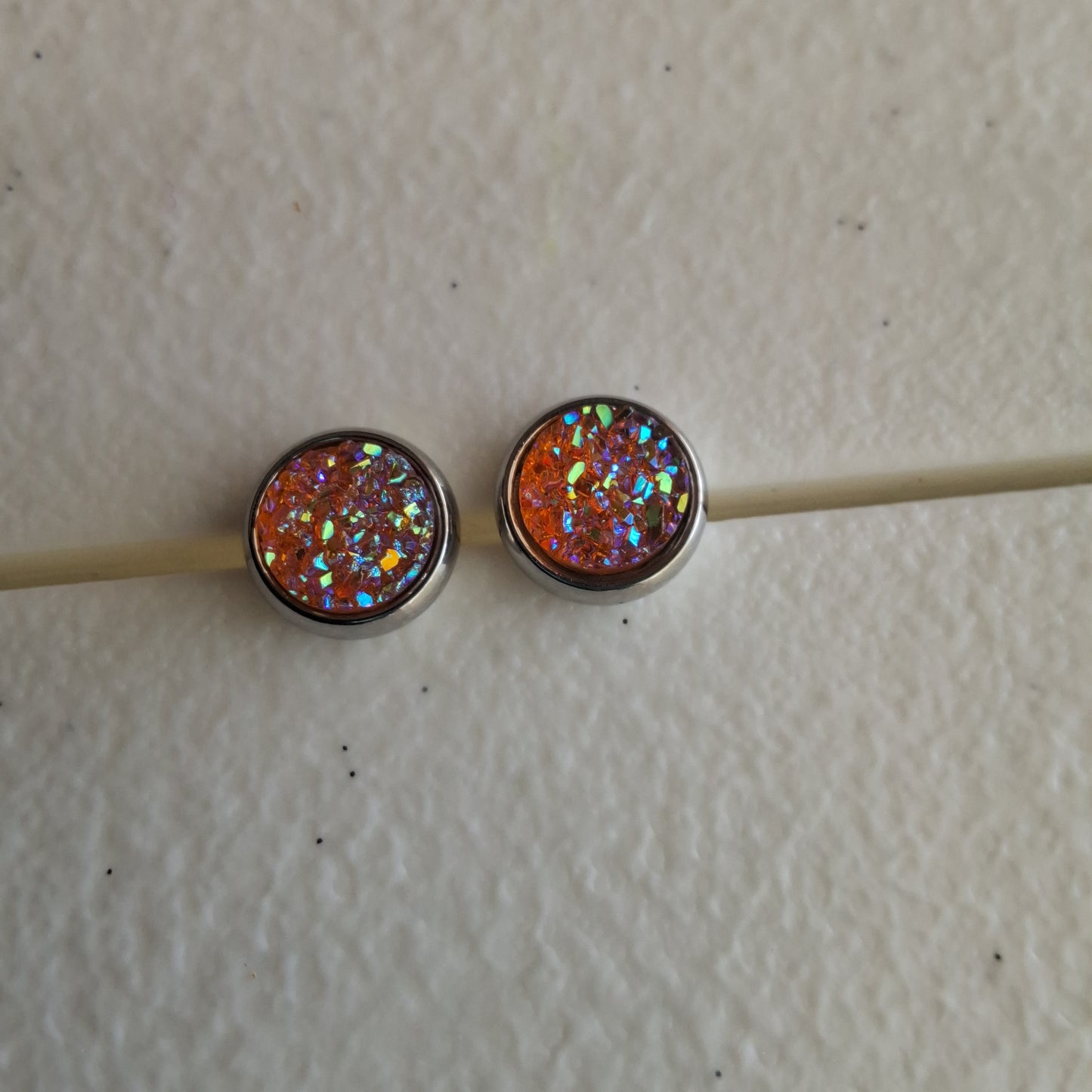 Orange Stud Earrings Style # 515