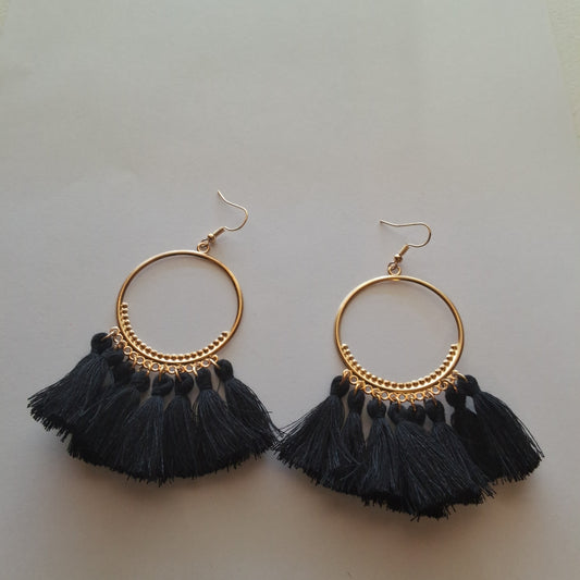 Black Tassle Earrings Style # 576