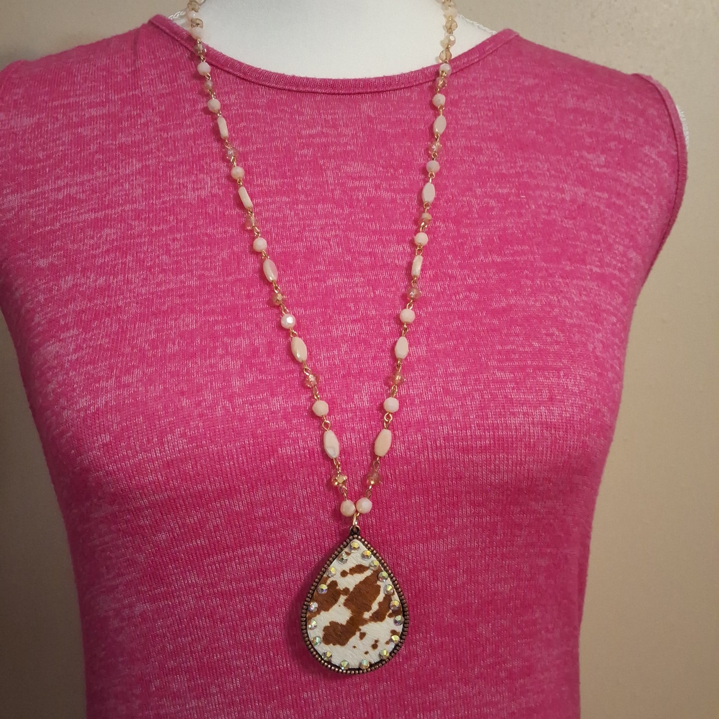 Brown Cow Print Necklace Style # 825