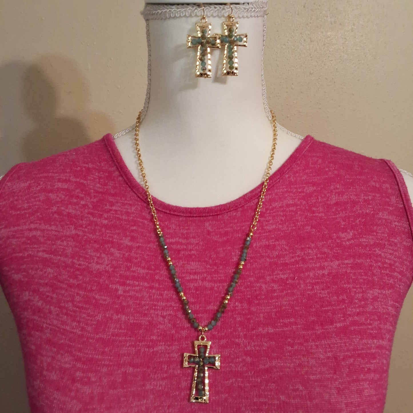 Cross Necklace with Earrings Style # 866