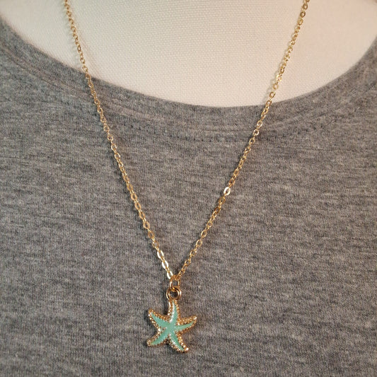 Teal Starfish Necklace Style # 860