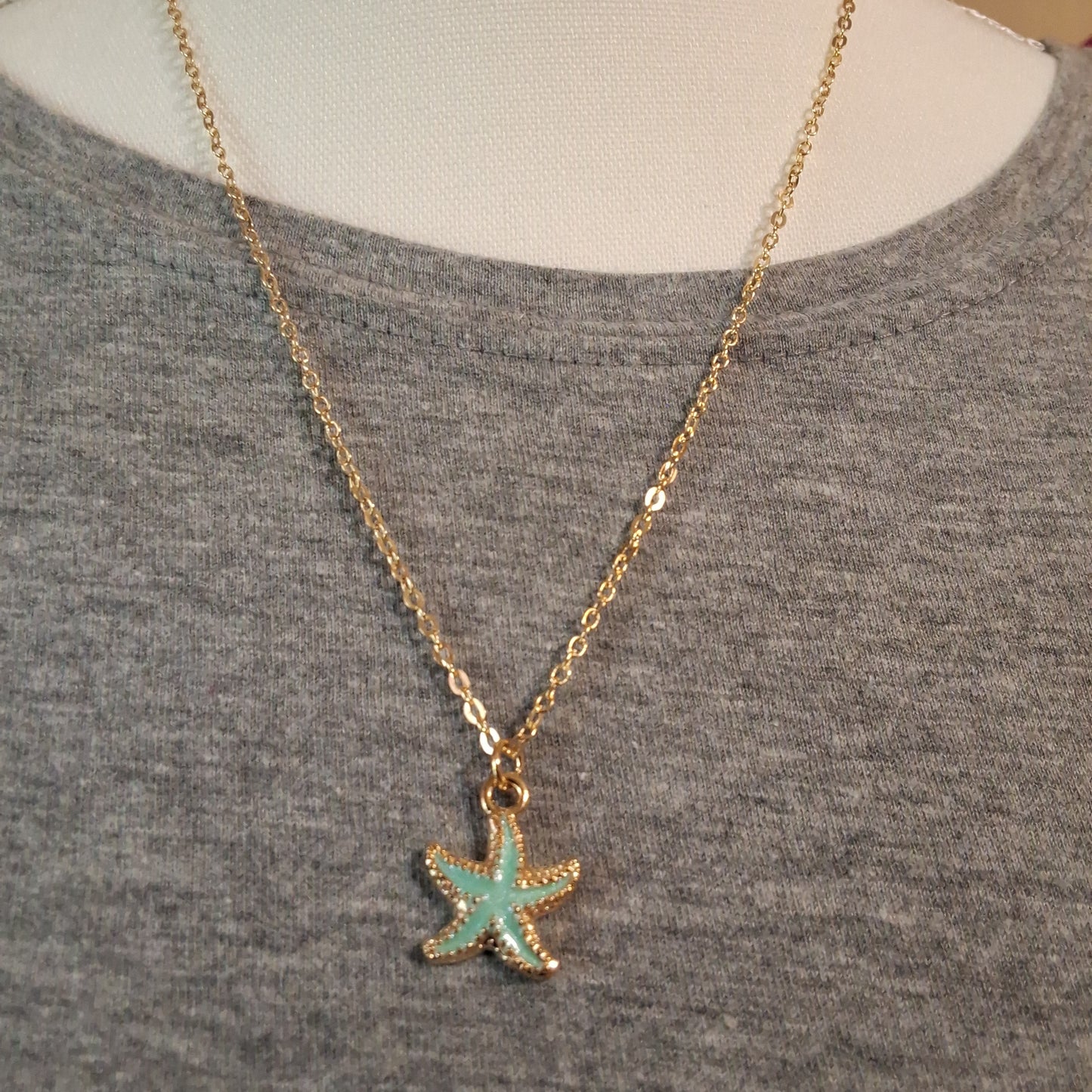 Teal Starfish Necklace Style # 860