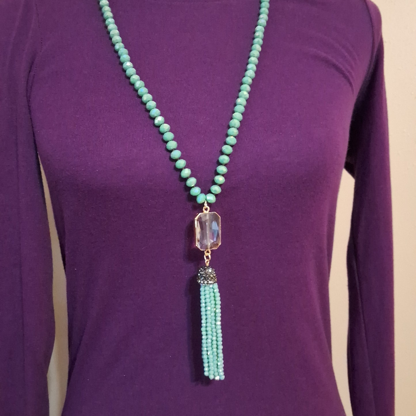 Teal Tassle Necklace Style # 881