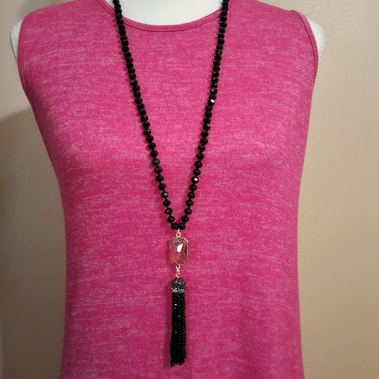 Black Tassle Necklace Style # 889