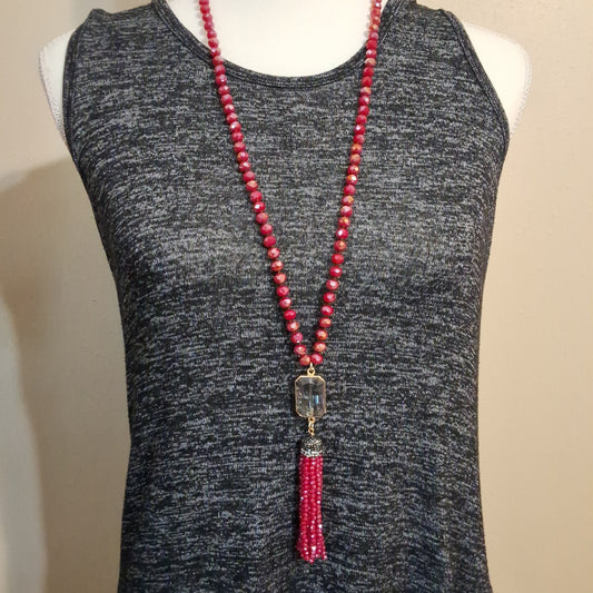 Red Tassle Necklace Style # 883