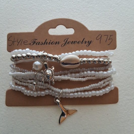 White Beach Bracelet Set Style # 975