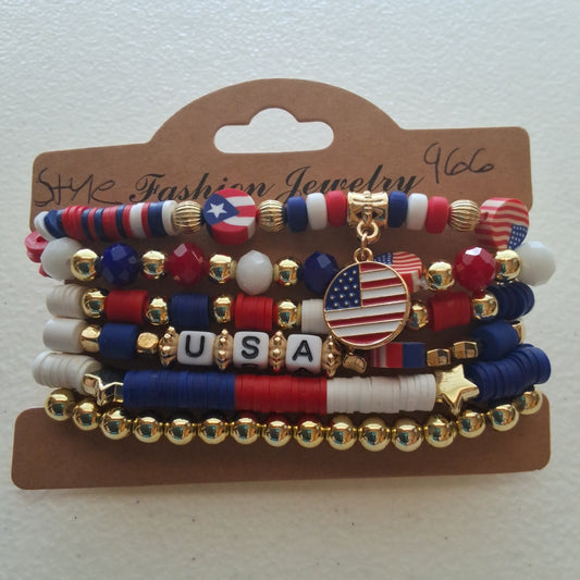 Red, White, and Blue Bracelet Set Style # 966