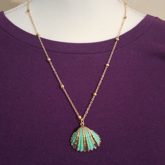 Teal Shell Necklace Style # 984