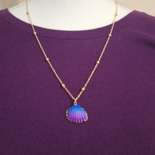 Purple and Blue Shell Necklace Style # 985