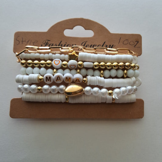 White Mama Bracelet Set Style # 1002