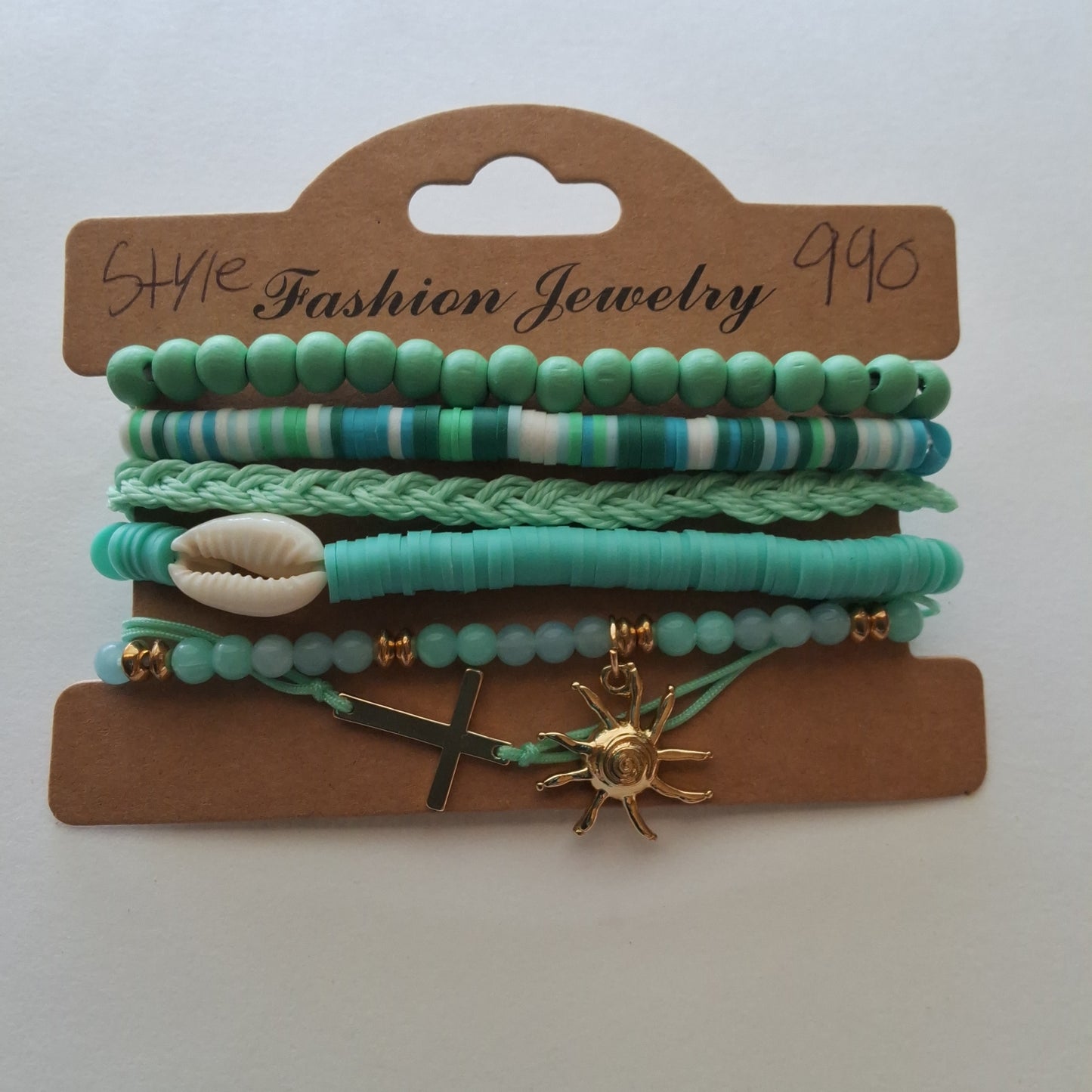 Green Shell Bracelet Set Style # 990