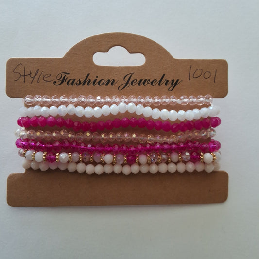 Pink and White Bracelet Set Style # 1001