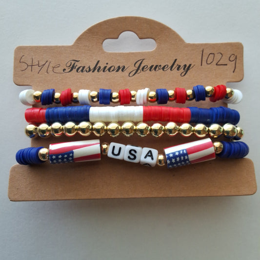 Red, White, and Blue USA Bracelet Style # 1029